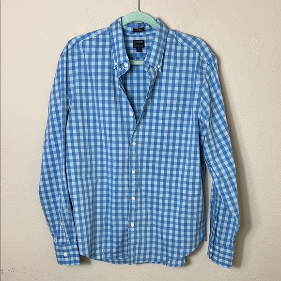 J. Crew Performance Slim Untucked Gingham Blue size Large - Picture 1 of 8